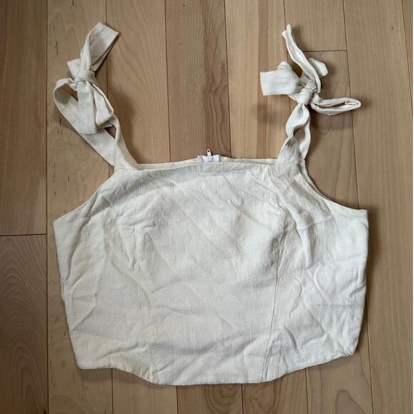 Minimalist off-white corset-style top with tie straps - Picture 2 of 7